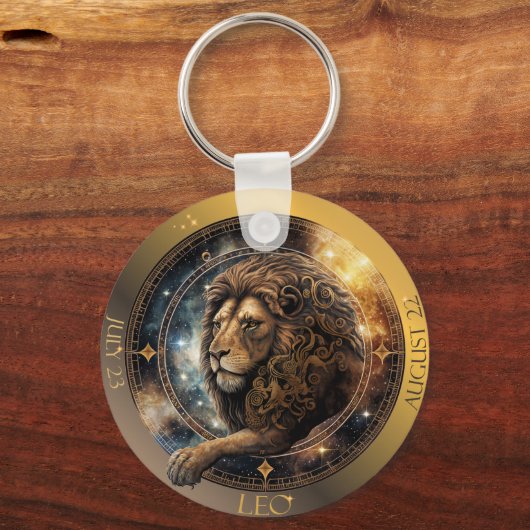 Zodiac Leo Anpassen von NAME, DATUM Schlüsselanhänger (Vorderseite)