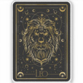 Zodiac Leo Black & Gold Astrologische Aufkleber (Vorderseite)