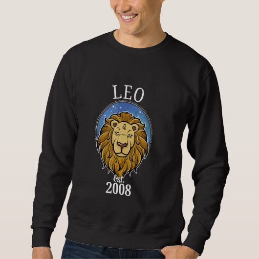 Zodiac Leo Geboren 2008 Sweatshirt (Vorderseite)