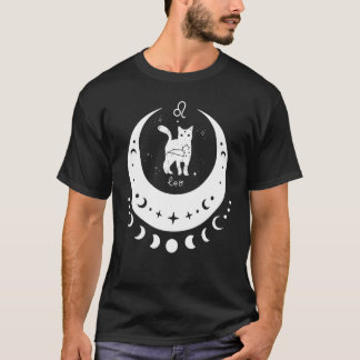 Zodiac Leo Horoscope Astrology Sign Cat Crescent M T-Shirt