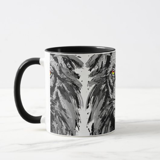 Zodiac Leo - Löwenportrait Zeichnend - Löwenfront Tasse (Links)