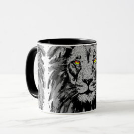 Zodiac Leo - Löwenportrait Zeichnend - Löwenfront Tasse