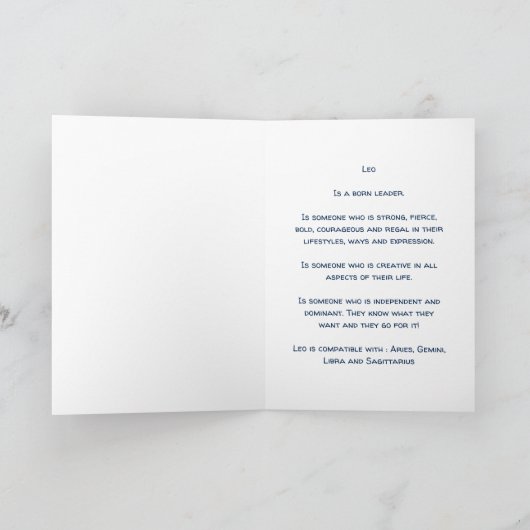 Zodiac : Leo Rainbow Space Karte (Innenseite)