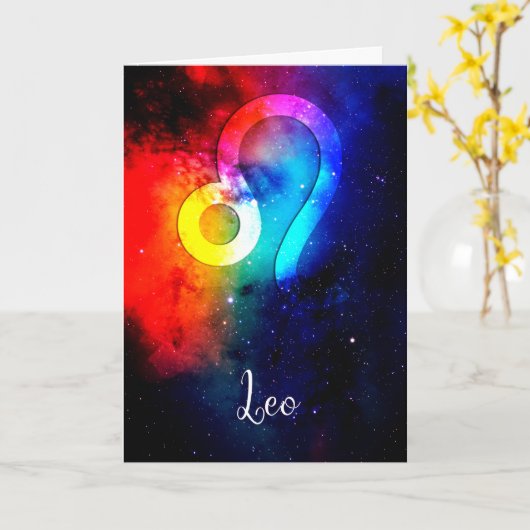 Zodiac : Leo Rainbow Space Karte (Gelbe Blume)