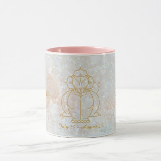Zodiac Leo Star Sign Celestial Monogram Glitzer Tasse (Zentrum)