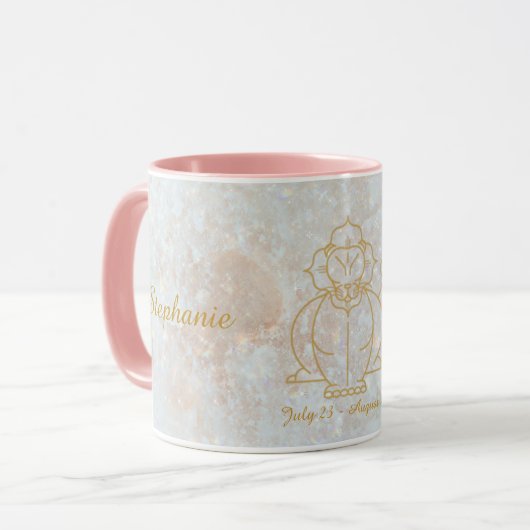 Zodiac Leo Star Sign Celestial Monogram Glitzer Tasse (Vorderseite Links)