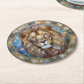 Zodiac - Leo the Lion Runder Pappuntersetzer (Angewinkelt)
