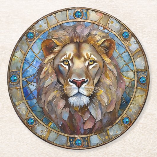 Zodiac - Leo the Lion Runder Pappuntersetzer (Vorderseite)
