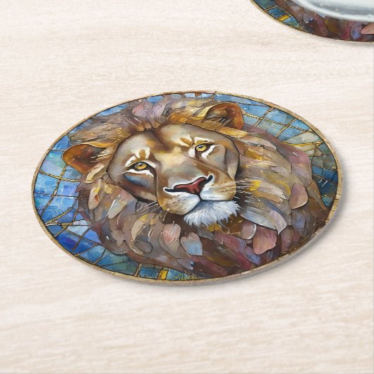 Zodiac - Leo the Lion Runder Pappuntersetzer (Angewinkelt)