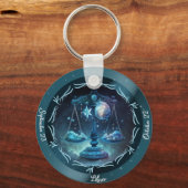 Zodiac Libra AnpassungsNAME, DATUM Schlüsselanhänger (Vorderseite)
