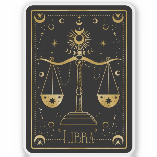 Zodiac Libra Astrologisches Schwarz-Weiß-Aufkleber Aufkleber (Vorderseite)