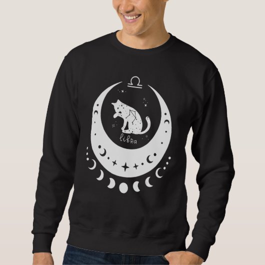 Zodiac Libra Horoscope Astrology Sign Cat Crescent Sweatshirt (Vorderseite)