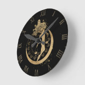 Zodiac Libra | Kosmisches Gold und schwarze Astrol Runde Wanduhr (Winkel)