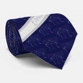 Zodiac Libra Monogram Blue Gray Scales Krawatte (Gerollt)
