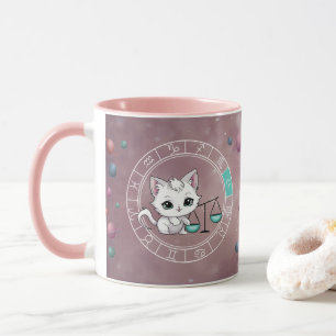 Zodiac libra Niedlich Cat Wheel Planet Astrologie Tasse