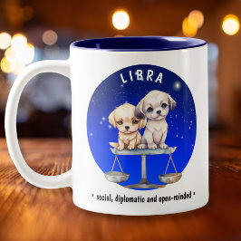 Zodiac Libra Niedlich Watercolor Dog individuelle Zweifarbige Tasse