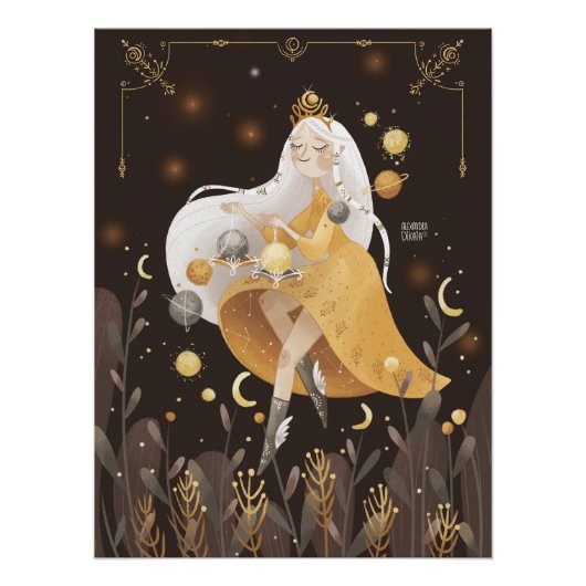 Zodiac Libra von Alexandra Dikaia Poster (Vorderseite)