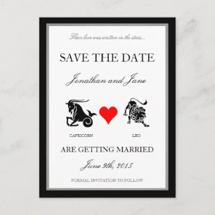 Zodiac-Liebe Save the Date (Capricorn/Leo) Ankündigungspostkarte