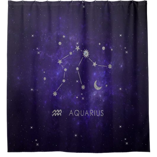 Zodiac Lila Aquarius | Astrologie Horoskop Duschvorhang (Vorderseite)