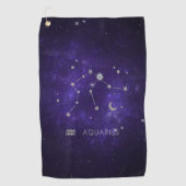 Zodiac Lila Aquarius | Astrologie Horoskop Golfhandtuch (Vorderseite)