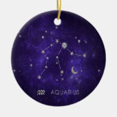 Zodiac Lila Aquarius | Astrologie Horoskop Keramik Ornament (Vorne)