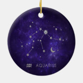 Zodiac Lila Aquarius | Astrologie Horoskop Keramik Ornament (Hinten)