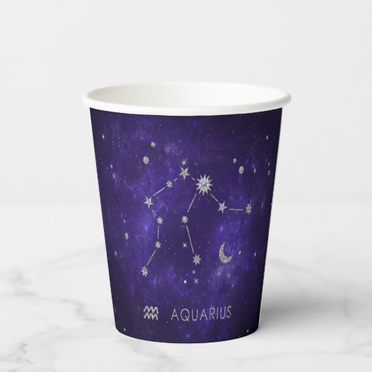 Zodiac Lila Aquarius | Astrologie Horoskop Pappbecher (Rückseite)