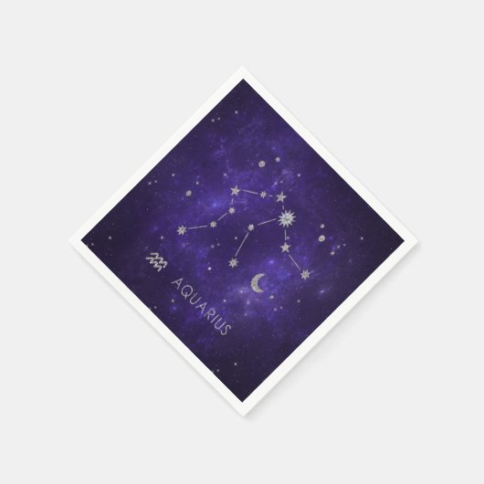 Zodiac Lila Aquarius | Astrologie Horoskop Serviette (Ecke)