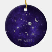 Zodiac Lila Aries | Kosmisches Astrologie Horoskop Keramik Ornament (Vorne)