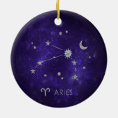 Zodiac Lila Aries | Kosmisches Astrologie Horoskop Keramik Ornament (Hinten)
