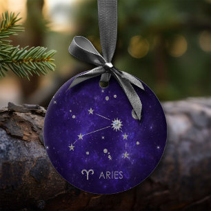 Zodiac Lila Aries   Kosmisches Astrologie Horoskop Keramik Ornament
