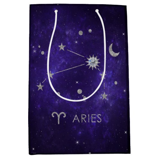 Zodiac Lila Aries | Kosmisches Astrologie Horoskop Mittlere Geschenktüte (Vorderseite)