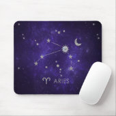 Zodiac Lila Aries | Kosmisches Astrologie Horoskop Mousepad (Mit Mouse)