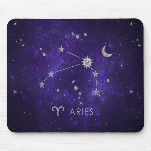 Zodiac Lila Aries | Kosmisches Astrologie Horoskop Mousepad (Vorne)