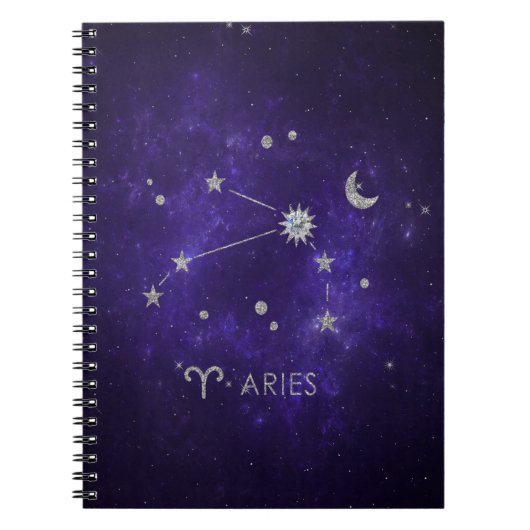 Zodiac Lila Aries | Kosmisches Astrologie Horoskop Notizblock (Vorderseite)