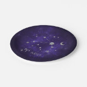 Zodiac Lila Aries | Kosmisches Astrologie Horoskop Pappteller (Schrägansicht)