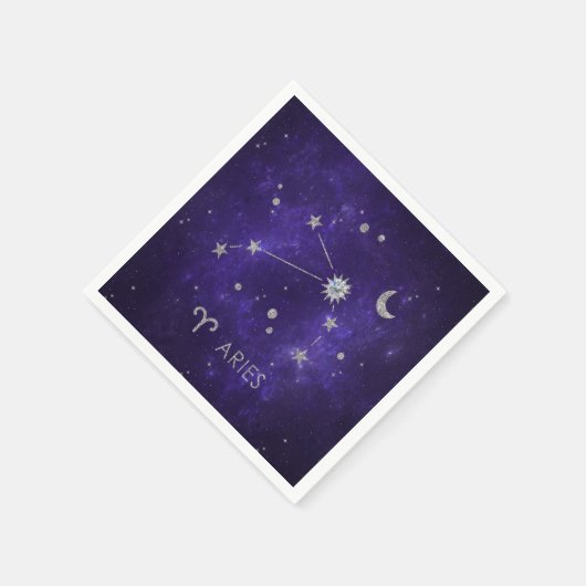 Zodiac Lila Aries | Kosmisches Astrologie Horoskop Serviette (Ecke)