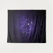 Zodiac Lila Aries | Kosmisches Astrologie Horoskop Wandteppich (Vorderseite (Horizontal))