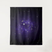 Zodiac Lila Aries | Kosmisches Astrologie Horoskop Wandteppich (Vorderseite)