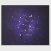 Zodiac Lila Gemini | Kosmisches Astrologie Horosko Geschenkpapier (Flach)