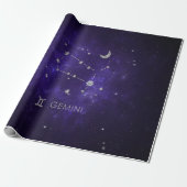 Zodiac Lila Gemini | Kosmisches Astrologie Horosko Geschenkpapier (Ungerollt)