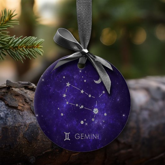 Zodiac Lila Gemini | Kosmisches Astrologie Horosko Keramik Ornament