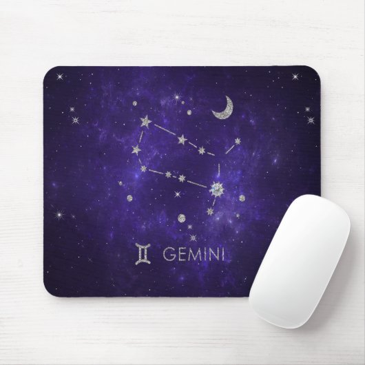 Zodiac Lila Gemini | Kosmisches Astrologie Horosko Mousepad (Mit Mouse)