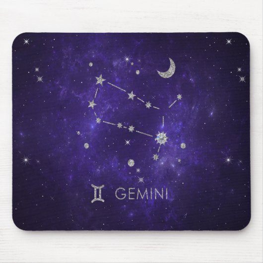 Zodiac Lila Gemini | Kosmisches Astrologie Horosko Mousepad (Vorne)