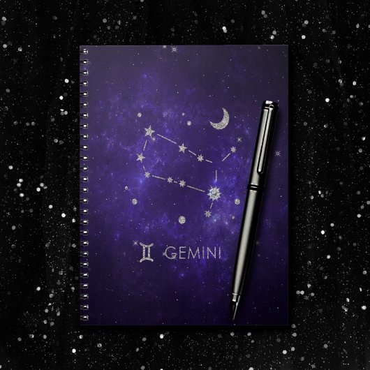 Zodiac Lila Gemini | Kosmisches Astrologie Horosko Notizblock