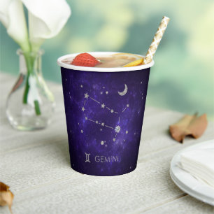 Zodiac Lila Gemini Kosmisches Astrologie Horosko Pappbecher