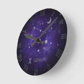 Zodiac Lila Gemini | Kosmisches Astrologie Horosko Runde Wanduhr (Winkel)