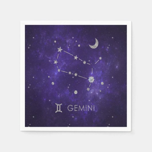 Zodiac Lila Gemini | Kosmisches Astrologie Horosko Serviette (Vorderseite)