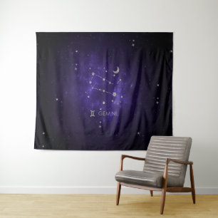 Zodiac Lila Gemini   Kosmisches Astrologie Horosko Wandteppich