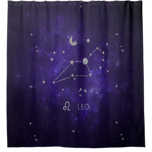 Zodiac Lila Leo | Kosmisches Astrologie Horoskop Duschvorhang (Vorderseite)